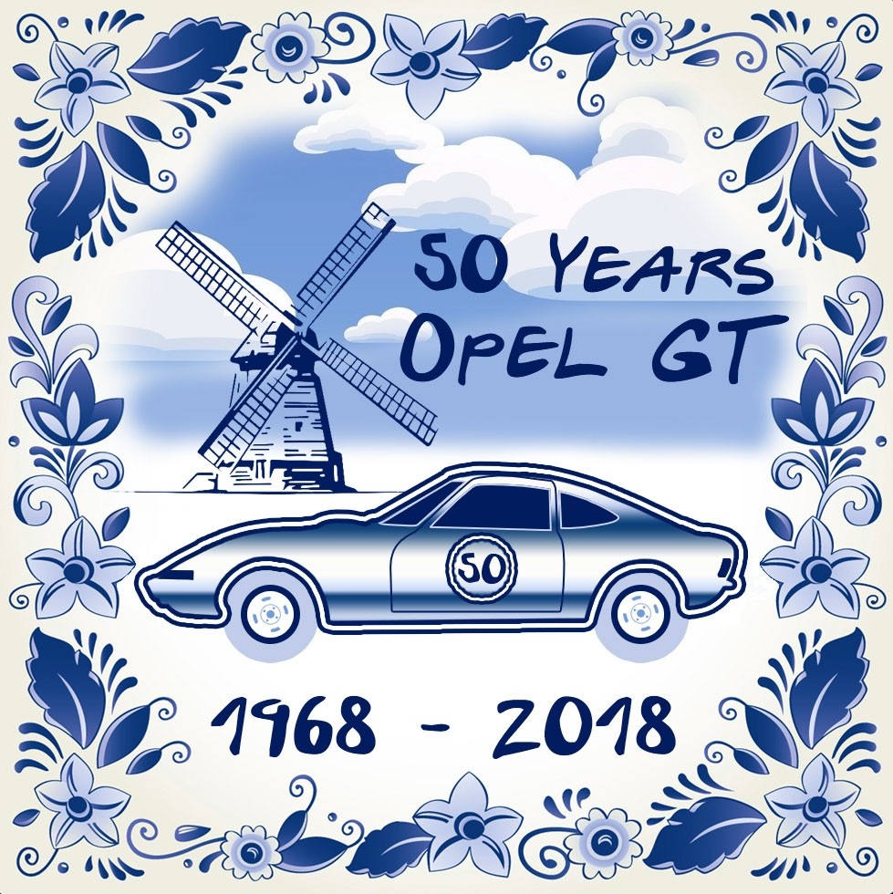 50 Years Opel GT Echte Fliese - 15x15 cm